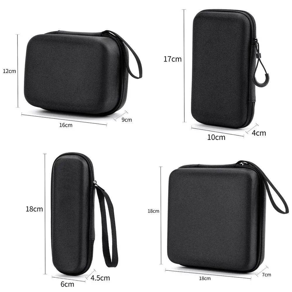 New Hard Shell EVA Storage Box Black Portable Zipper Earphone Case Mini Small Bag Charging Cable