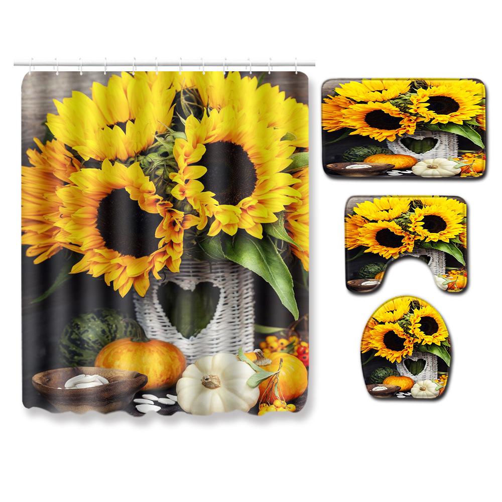 African American Women'S Bathroom Four-Piece Combination Set Household Door Mat Absorbent Non-Slip Floor Mat Carpet