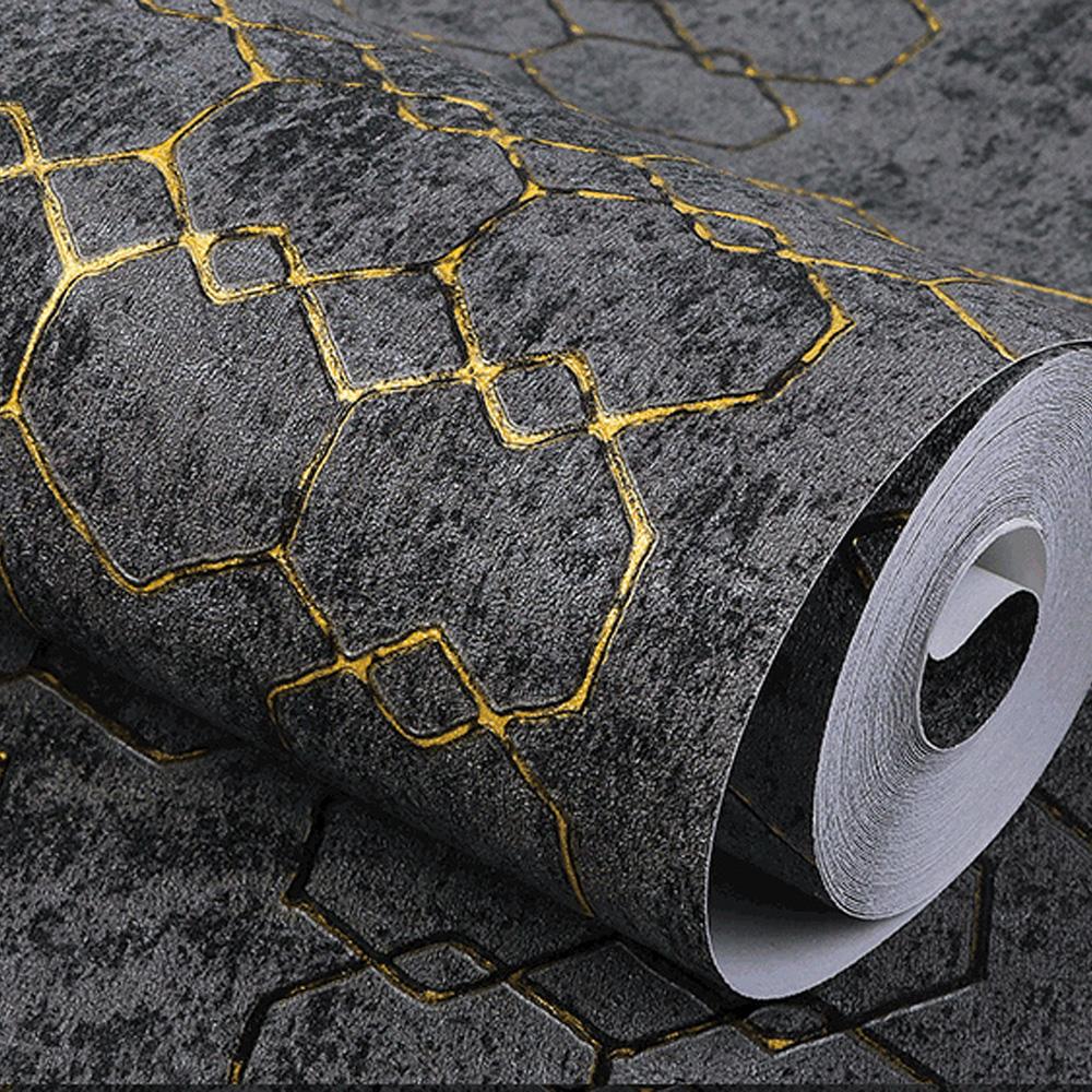 Nordic Industrial Loft Cement Grey Wallpaper Waterproof PVC Solid Color papel de parede 3D Embossed Grid Wallpaper Home Decor