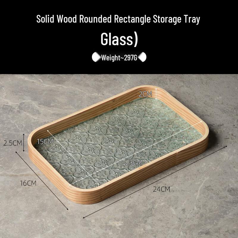Yangge Begonia Embossed Glass Tea Tray