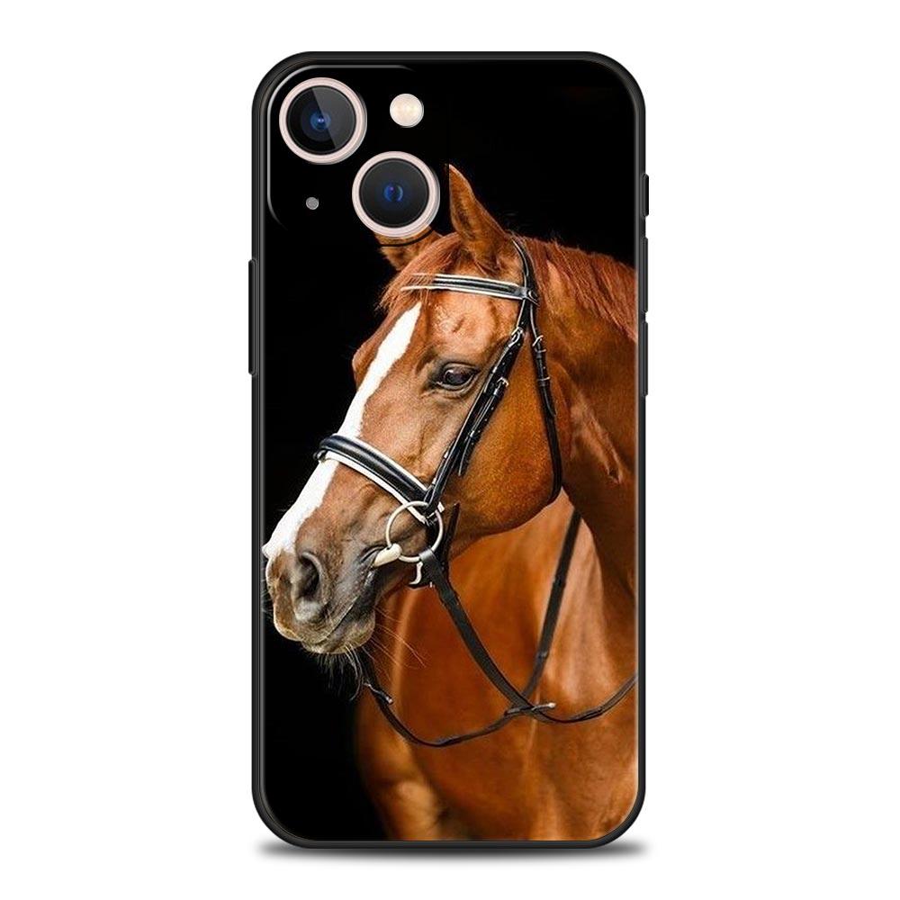 Horse Phone Case For iPhone 17 16 15 Pro Max 11 12 13 14 7 8 Plus SE 2020 X XR XS Cover Soft Black