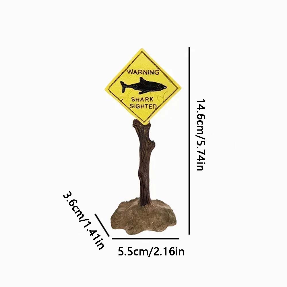 1PC Aquarium Landscape Decoration, Yellow Shark Warning Sign, Fun Aquarium Landscape Decoration