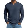 Men's Solid Color V-Neck Long-Sleeved Top Men's Sports Plus Size Casual V-Neck Top