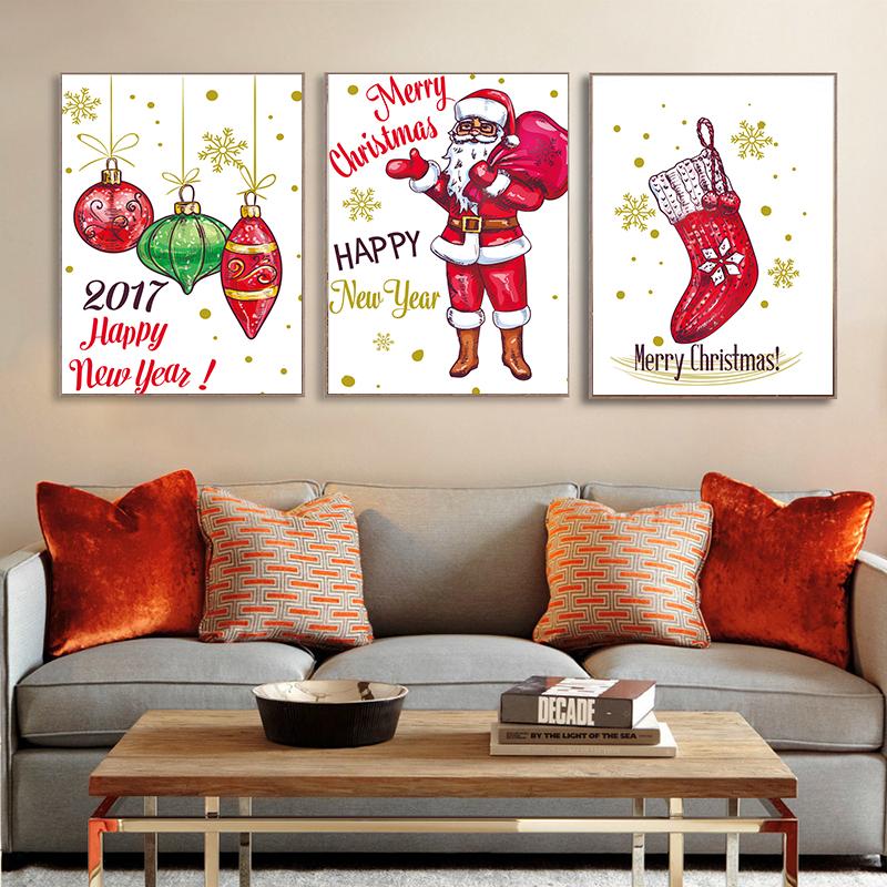 

Printed Wall Art Picture Simple Painting Watercolor Nordic Christmas Poster Living Room Home Gift