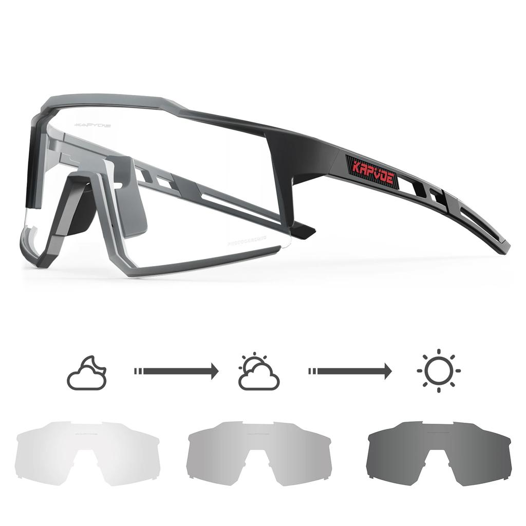 Kapvoe Photochromic Sunglasses Men Cycling Glasses UV400 MTB Clear Mountain Bike Transition Bicycle for Women Sports Eyewear