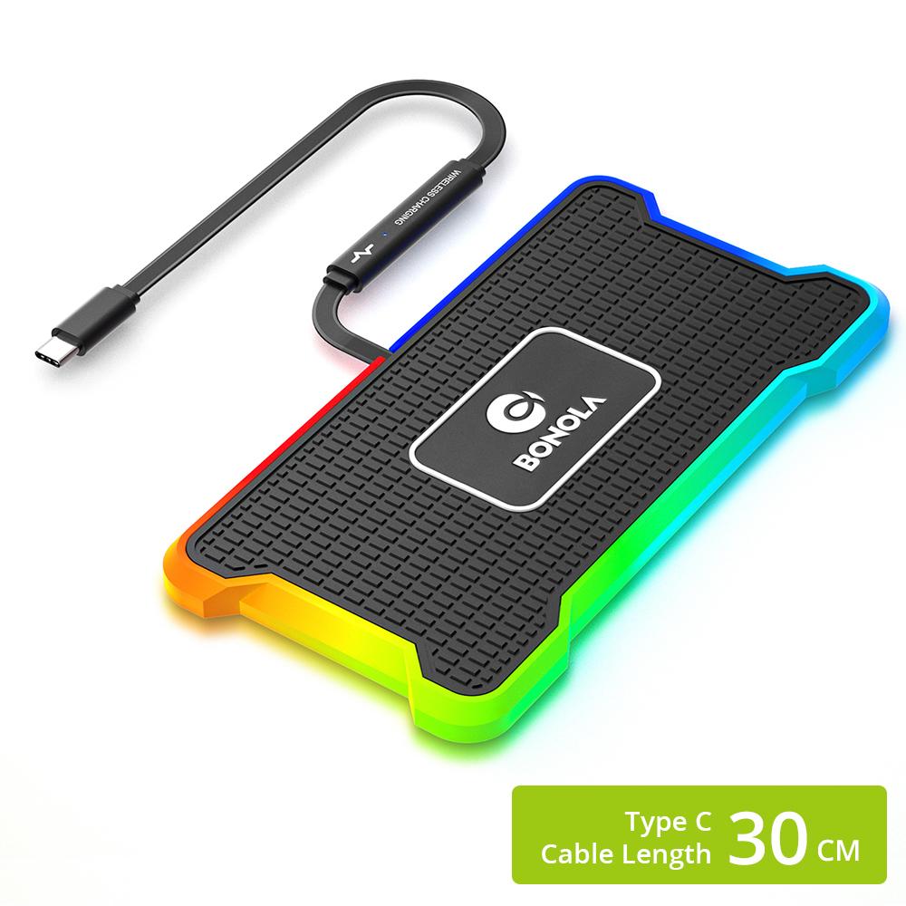 

Силиконовое автомобильное беспроводное зарядное устройство, нескользящая подставка со светодиодной подсветкой, совместимое с универсальным держателем автомобильных зарядных устройств Tesla/vw/toyota 30cm Type C Cable