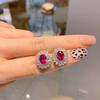 Jewelry Set Simulation Red Glass Pendant Ring 10 * 14 Stud Earrings 6 * 8 Three-Piece Set