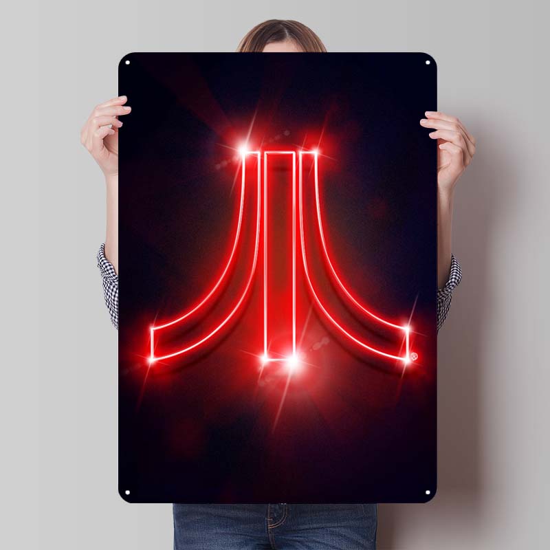 A-Atari Posters Classic Game Metal Signs Wall Decor Custom Tinplate Plaques for Gamers Gaming Room Decoration Art Mural Man Cave