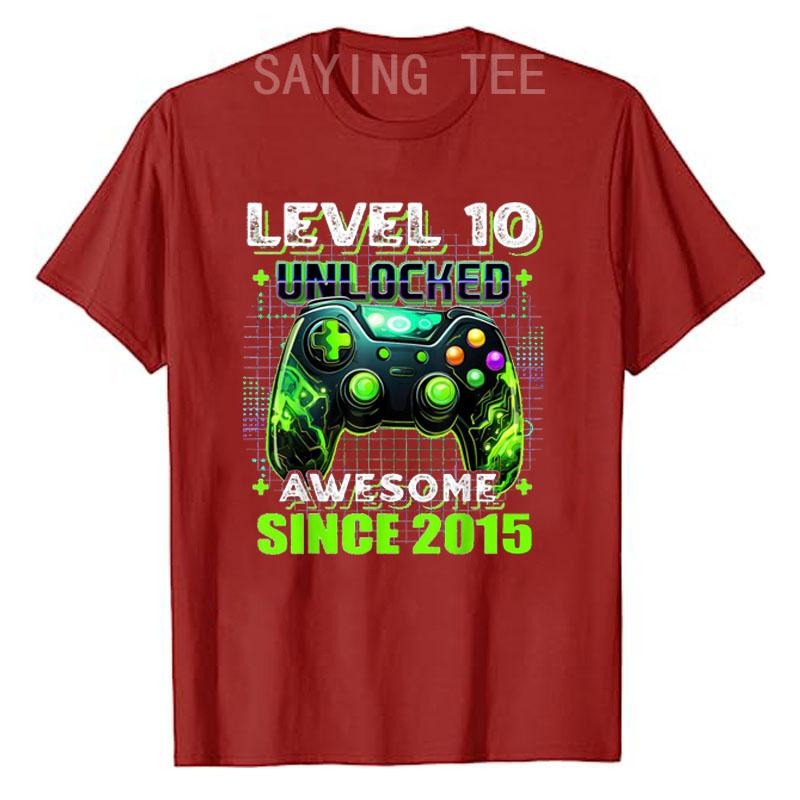 10. Geburtstag Gamer 10-jähriger Lustiger Bday Junge Sohn T-Shirt Level 10 Freigeschaltet Fantastisch Seit 2015 Videospiel-Controller Spruch T-Shirt