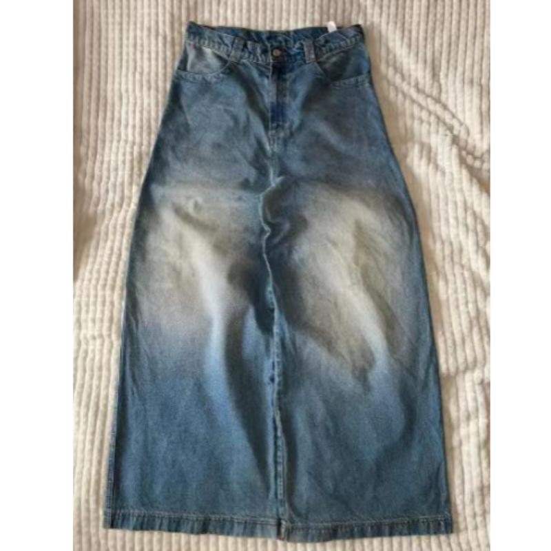 

Американские джинсы Harajuku Vintage Print Y2K мужские выстиранные серые прямые брюки уличные готические свободные брюки унисекс Tide M синий