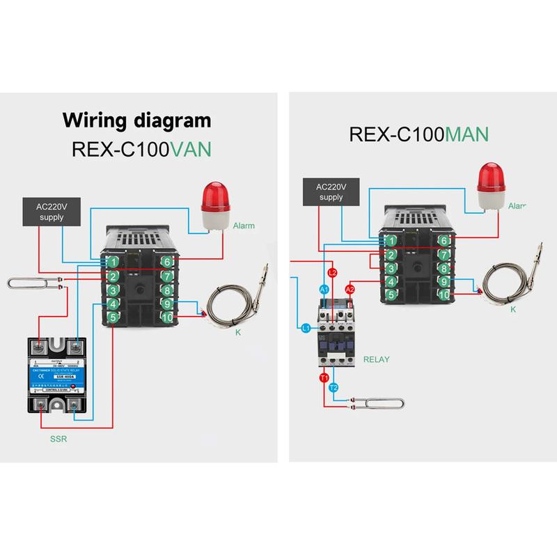 REX-C100 PID Ελεγκτής Θερμοκρασίας Τύπου Κ Μονής Εισόδου Ψηφιακή Οθόνη Θερμοστάτης AC110V-240V Ρελέ Έξοδος SSR 400℃