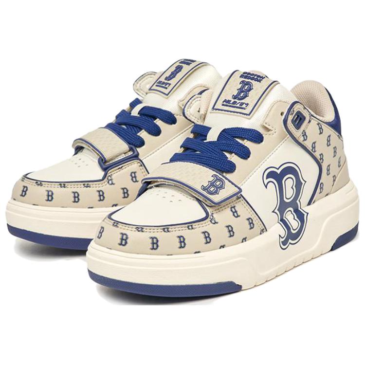New MLB Chunky Liner Basic Mid Top Skateboard Shoes Unisex Brown White Blue 3ASXLM13N-43BGL