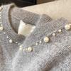 Design Perlenverzierter Strickpullover Damen Einzigartiges Schönes Temperament Top