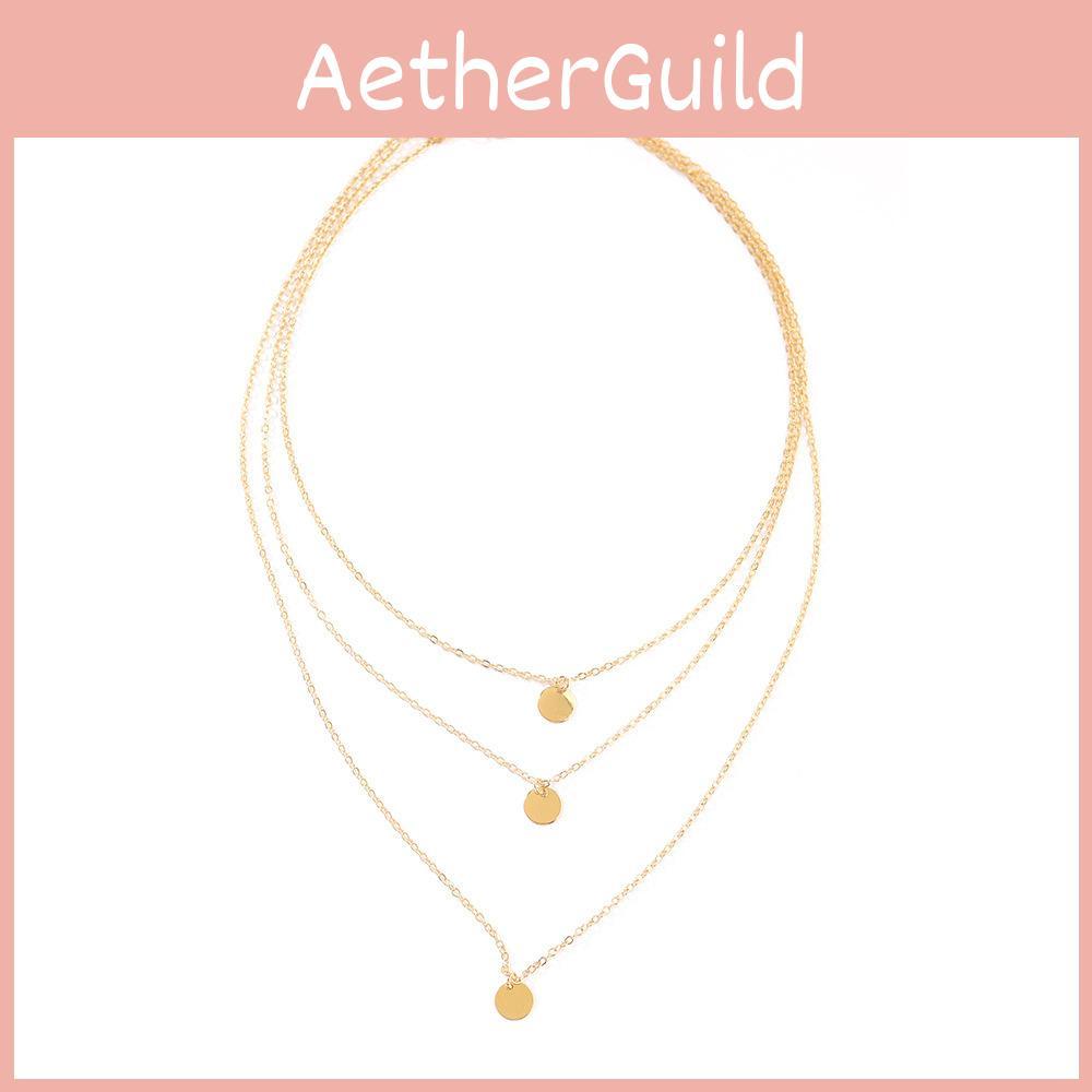 Stylish European And American Inspired Round Pendant Necklace With Alloy Chain For Women