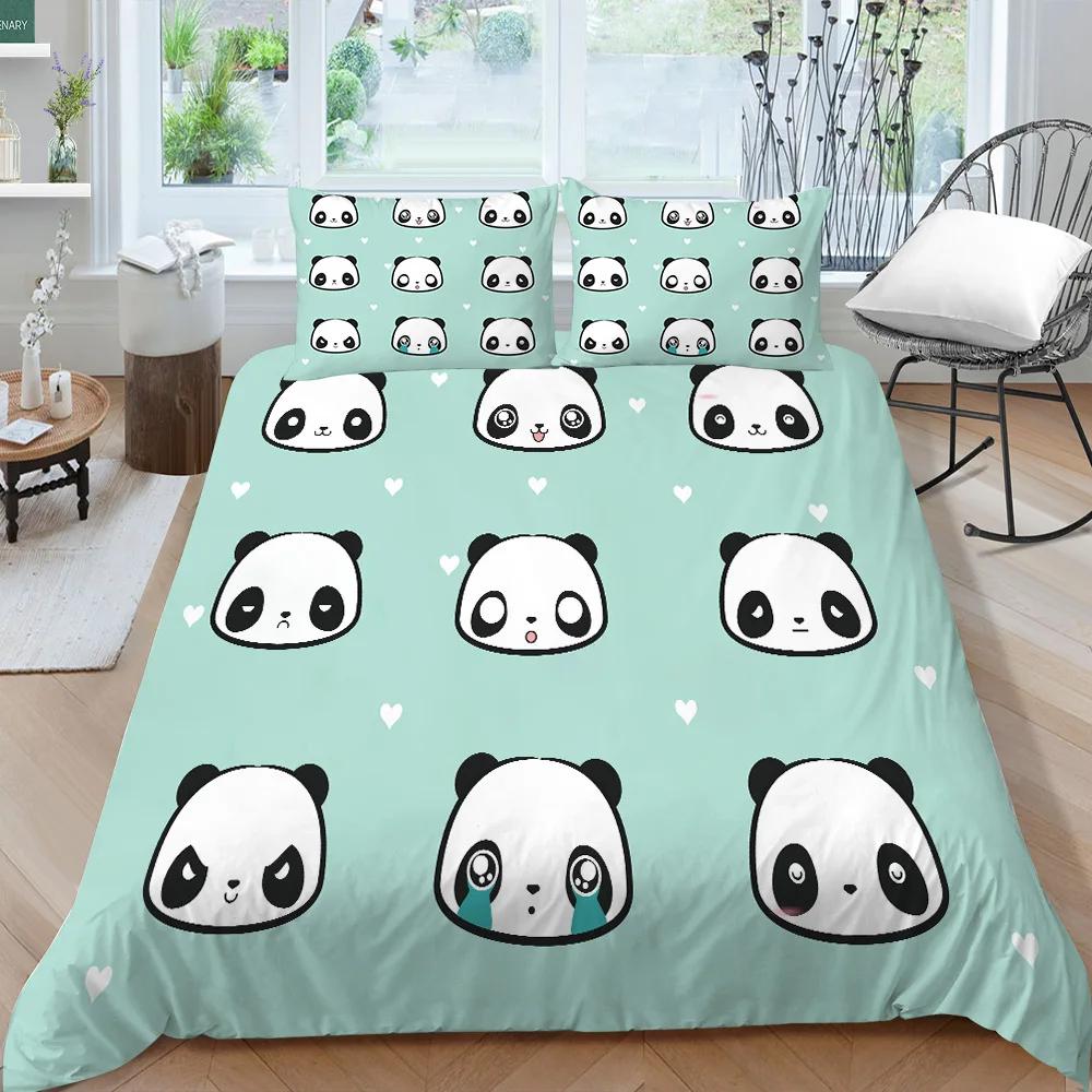 Panda Bedding Set For Boys Girls Cute Cartoon Giant Panda Duvet Cover Set King/Queen Size Yellow Soft Polyester Quilt Cover