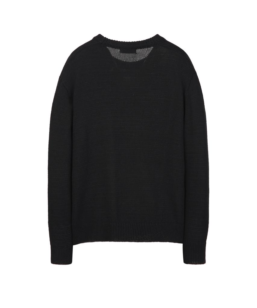 IL CORSO Sheer Round Neck Knit Black