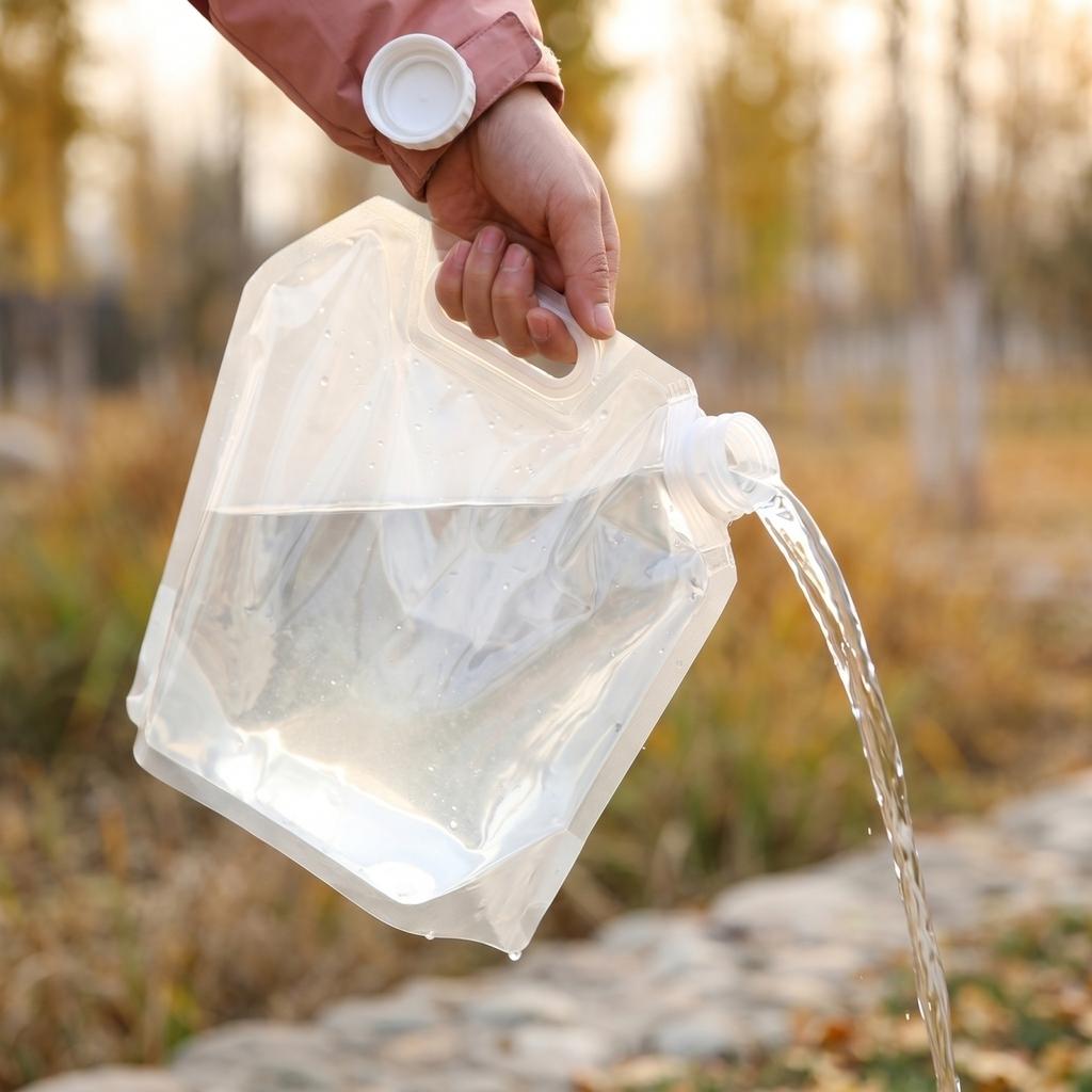 3L Portable Collapsible Water Container Foldable Outdoor Camping Water Bag with Handle and Screw Cap for Travel Hiking Emergency Use