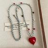 Collana con Ciondolo a Forma di Cuore Elegante Semplice Cavo Regolabile Fascino in Resina Collana a Coulisse Catena per la Clavicola Per Uso Quotidiano