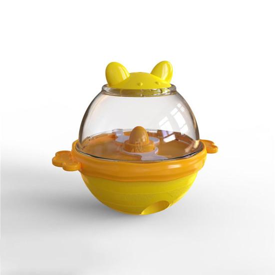 Interactive Dog Treat Toy Wobble Treat Ball Snack Dispenser Toy with Dual Hole Transparent Snack Container for Indoor Outdoor Fun