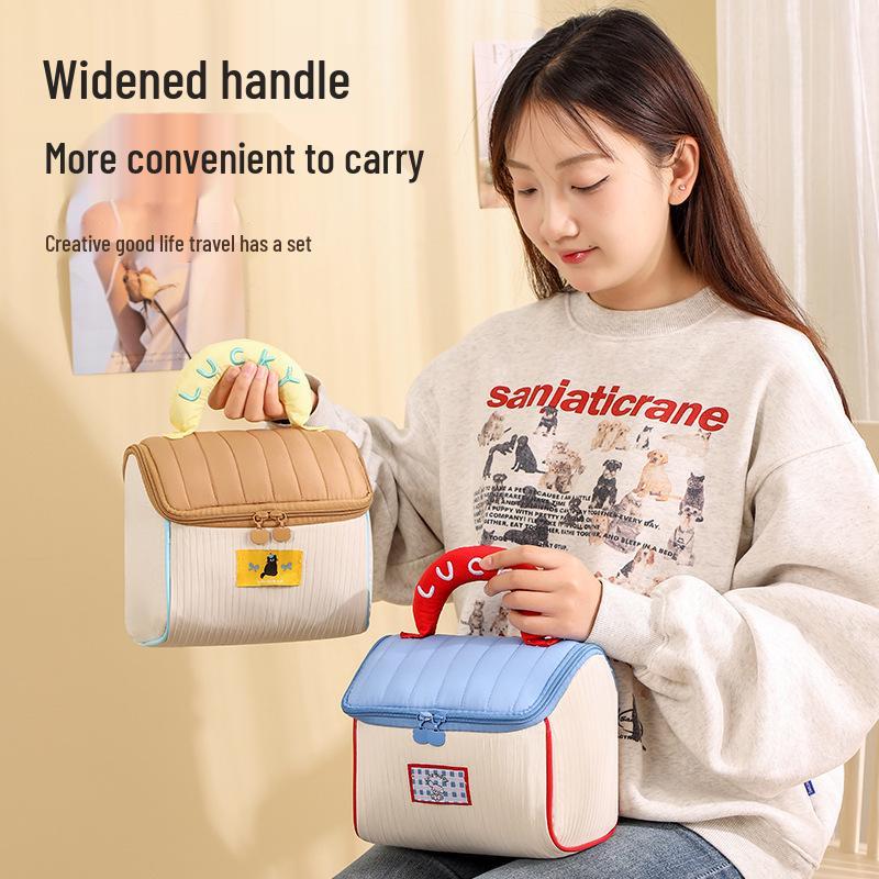 Large Capacity Cute Makeup Travel Bag - Handheld Toiletry Organizer & Gift Box for Birthdays