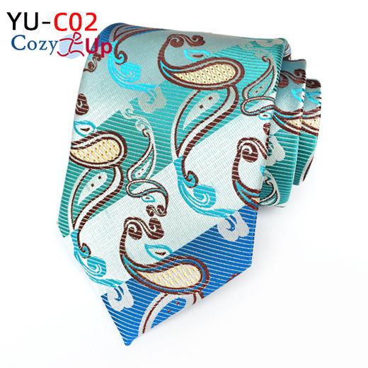 3.15" Fashion Striped PaisleyTie Men Flower Necktie for Wedding