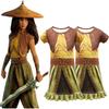 Vibrant Raya And The Last Dragon Girls Printed Short Sleeve Cosplay Fancy Dress Costume