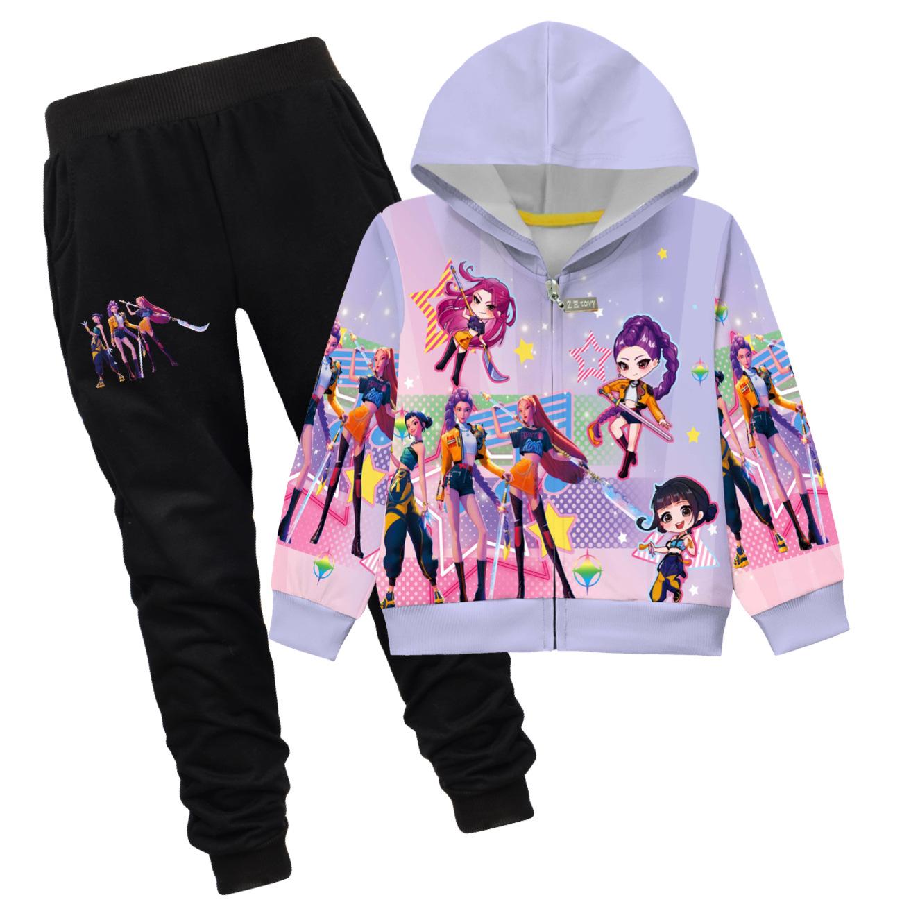 

Spring Autumn Comfortable Cute K-POP Witch Hunt Girls Versatile Fashionable Coat Zipper Hooded Jacket Set 160 фіолетовий