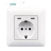 Curved White European Standard Socket Panel with Double USB & Type C, German Switch, Concealed Installation