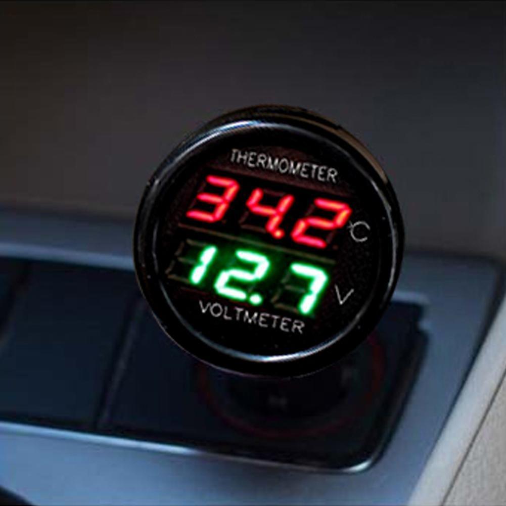 12V 24V Digital Voltmeter Thermometer Voltage Temp Meter for Car RV Truck Boat