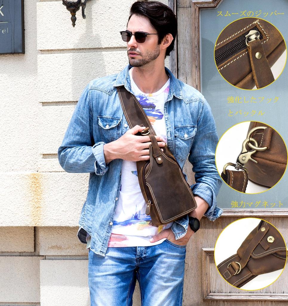 Luufan Genuine Leather iPad Mini Can Be Carried On Both Crossbody Bag Men's One-Shoulder Bag, Storage, Shoulders,