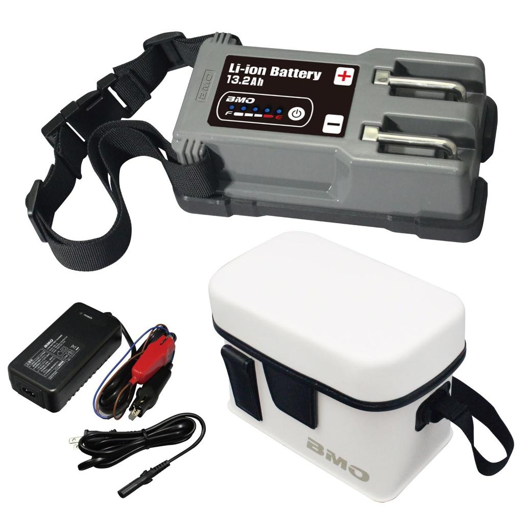 BMO JAPAN Lithium Ion 14.4V 13.2Ah & Charger Set & Bag Set 10Z0015&10D0012 for Electric Reel Fishing