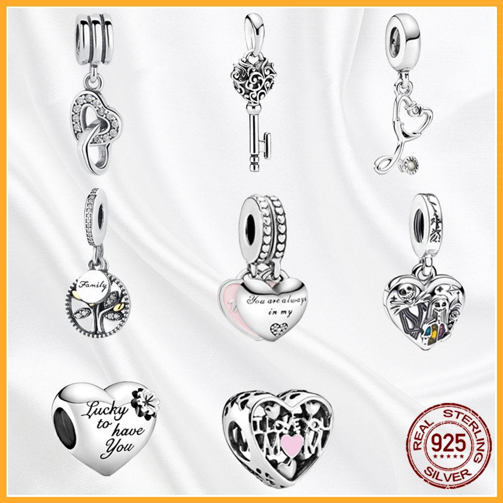 Authentic Copper Metal Heart Tree Sparkling Dangle Charm Bead Components Designed For Authentic Original Bracelet High Quality Fine Jewelry Bead