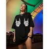 Skull Print Drop Shoulder T-shirt Fashionable Women's T-shirt Summer Ladies' Daily Personality Trendy Wear