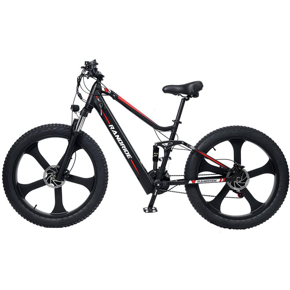 RANDRIDE Bicicletă electrică Fat Tire1000W Motor Bicicleta de munte electrică Frână hidraulică ebike YX90M 26*4.0 negru