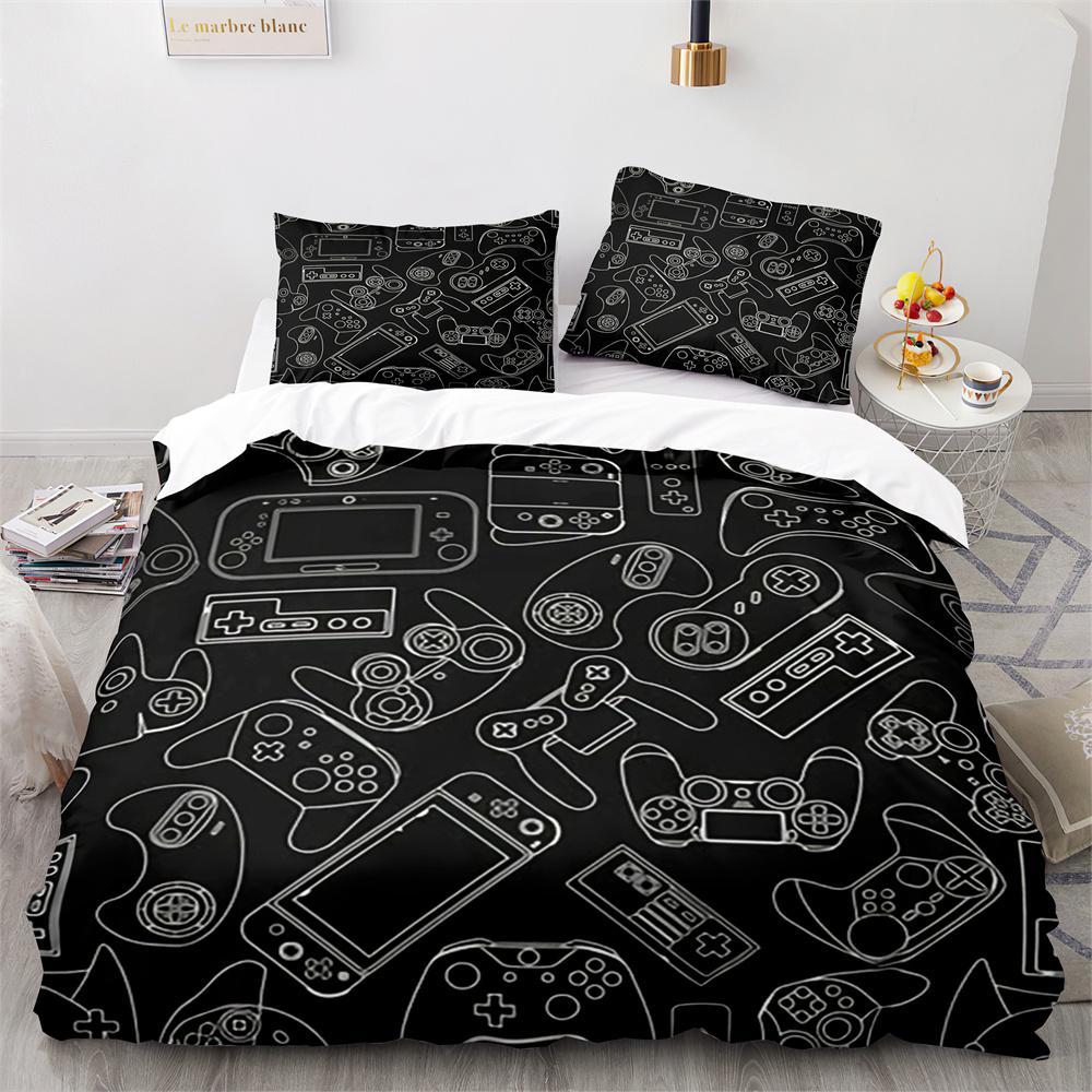 

Комплект пододеяльника для геймпада Желтый фон с кнопками Украшение игровой комнаты для мальчиков Размер кинг Полиэстеровый пододеяльник с наволочками EU single(135x200cm)