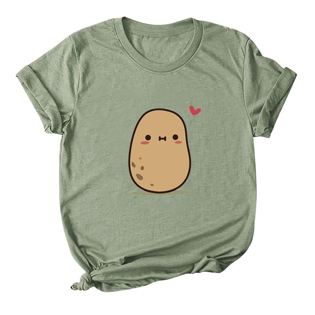 Fashion Womens Short Sleeve Potato Sack Plus Size Cotton Casual Top