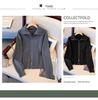 Women's Gray Knitted Stand Collar Zipper Cardigan Jacket - 2026 Spring/Winter Style, Versatile as Inner or Outer Wear, Short Top.