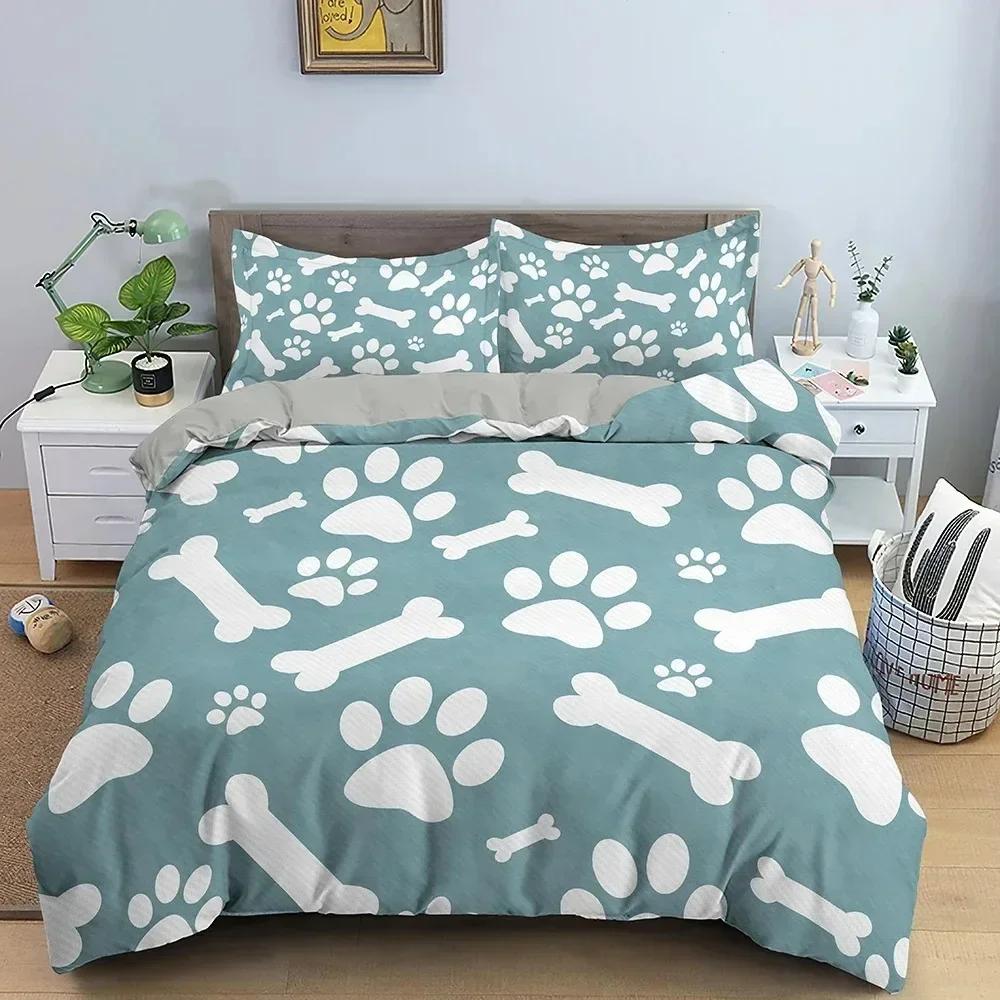 Top Dog Bone Bedding Set Child Duvet Cover Set Bed Set Duvet Cover 220X240 With 12 Pillowcase Comforter Bedding Sets Twin Queen