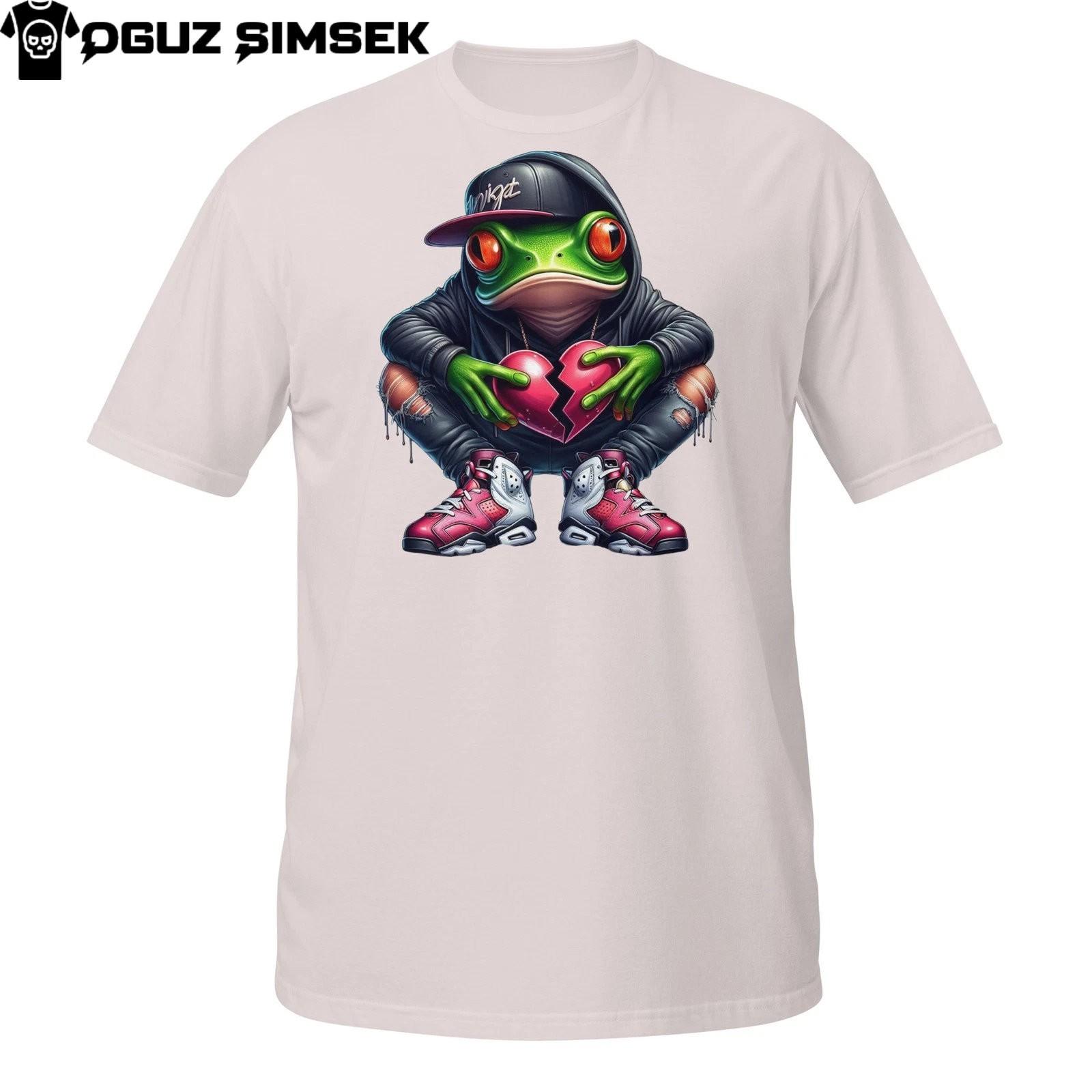 Sad Frog Tee – Urban Cartoon with Broken Heart in Hip Hop Streetwear 2XL