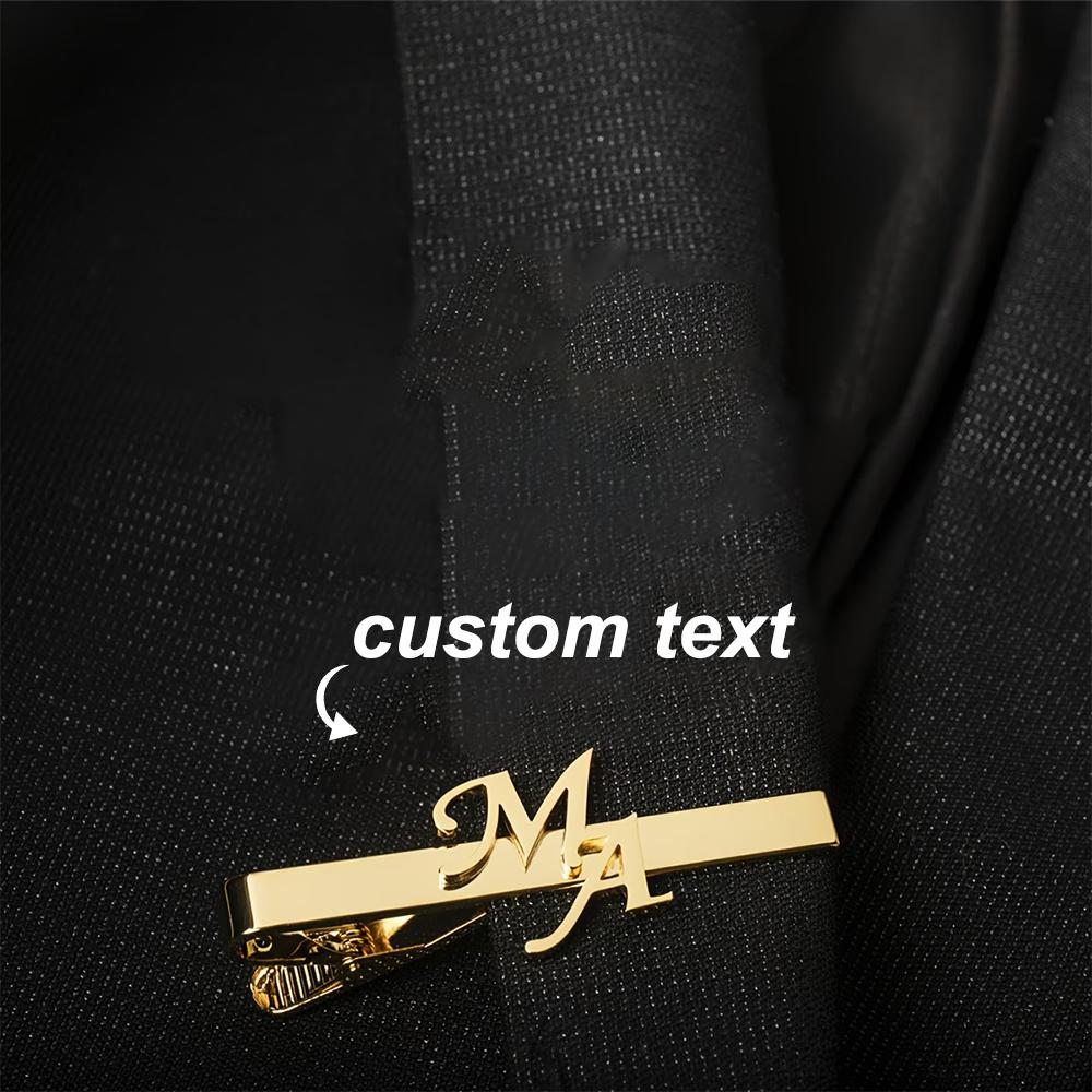 

Custom Double Letter Tie Clip Classic Elegant Men s Personalized Stainless Steel Jewelry Initial Tie-Clasp Groom Wedding Gift