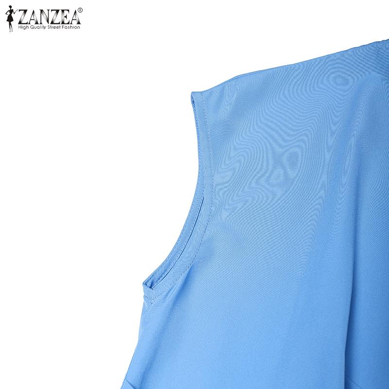 ZANZEA Women Summer Casual V-Neck Sleeveless Slim Dress