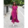 Women's Summer New V-neck Printed Lace-up Dress