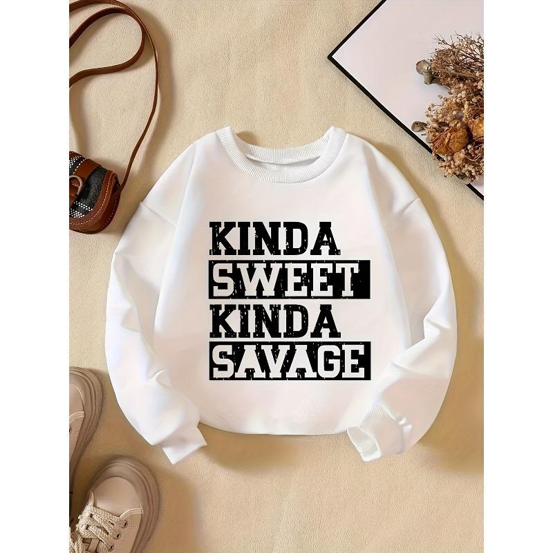 Kids Sweatshirt Creative Letter Pattern Fashion Casual Crew Neck Sweatshirt for Daily Party Vacation Gift