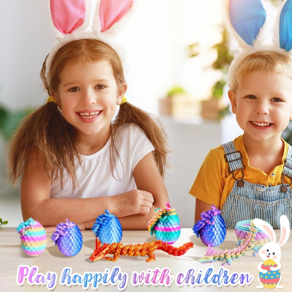 12 3D Printed Easter Eggs With 3D Printed Dragons Inside, Miniature Easter Basket Fillers, Articulated Crystal Dragon Set For Adults And Kids