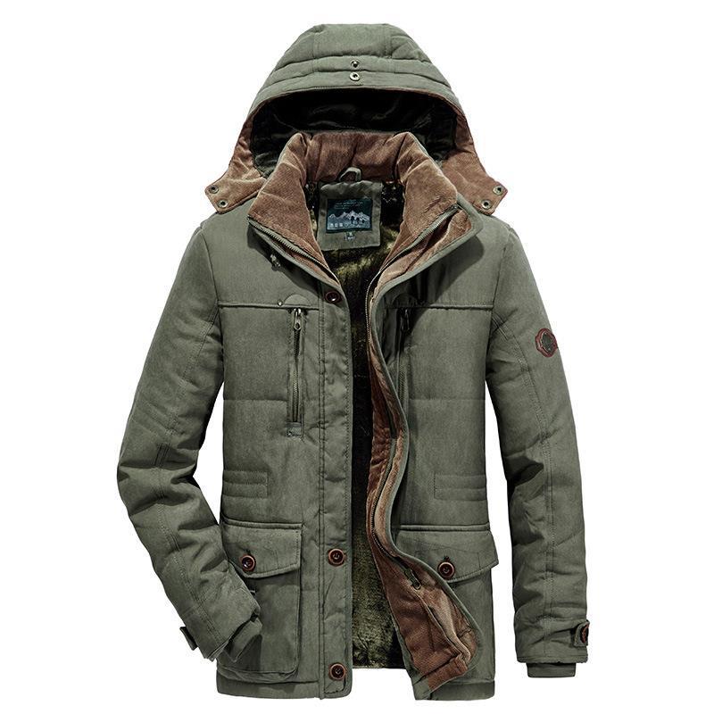 Padded-on Men's Winter Medium and Long Velvet Thickened Cotton-padded Clothes Men's Youth Casual Windproof Warm Padded Jacket