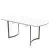 Extendable Dining Table 140/180 x 80 cm, Modern Style, High-Strength Alloy Bracket, Suitable for 4-6 People, White + Silver-Plated Table Legs