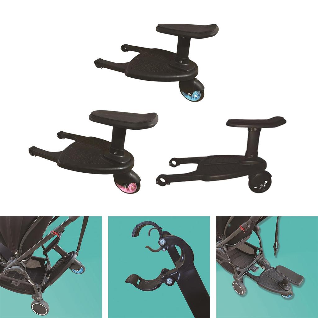 Universal Pram Board with Detachable Seat Standing Board Baby Stroller Auxiliary Pedal for Most Brands of Strollers