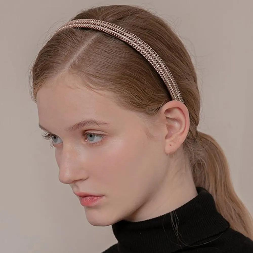 Double Chain Stone Hairband JP-22-205HB black