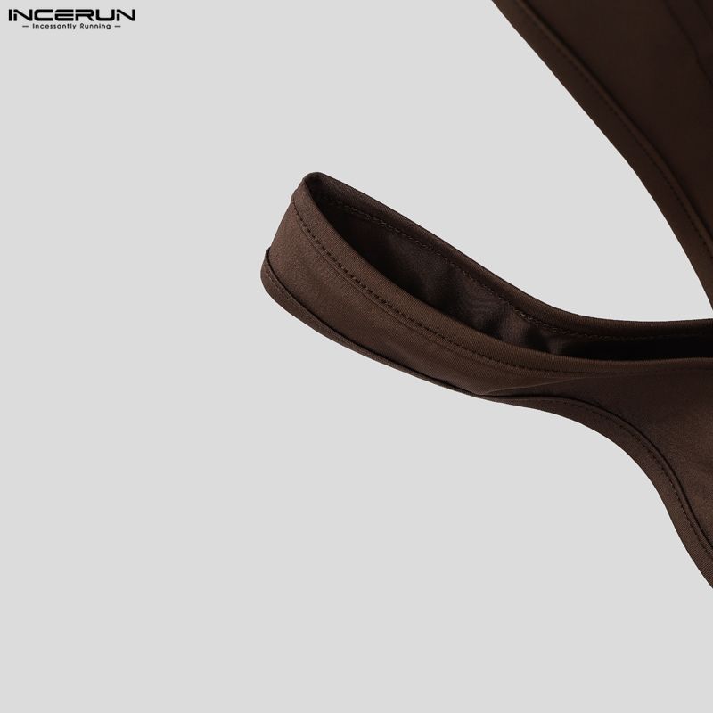 INCERUN Men Long Sleeve Cutout Fitted Briefs Bodysuits Jumpsuits Underwear Playsuits