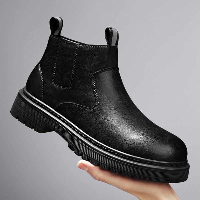 Martin boots men's high-top one-pedal Chelsea leather boots 2025 autumn and winter new British casual tooling short boots